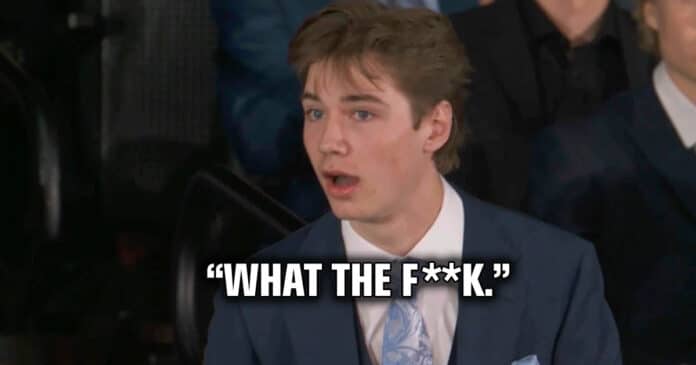 Funny-reaction Prospect Beckett Sennecke reaction to being drafted bv Anaheim Ducks