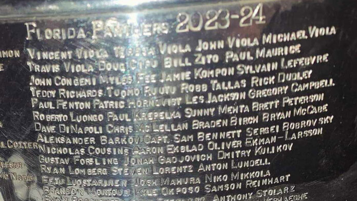 Florida-Panthers-names-engraved Florida Panthers names engraved on Stanley Cup