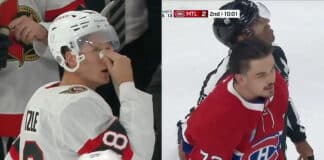 Arber Xhekaj Ejected for Controversial Hit on Tim Stutzle Arber Xhekaj ejected for hit to head of Tim Stutzle