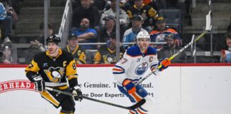 Sidney Crosby Defends Connor McDavid After Suspension Sidney Crosby Pittsburgh Penguins captain skating with the puck at PPG Paints Arena