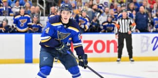 Blues Prospect Dvorsky Set to Debut Against Predators St. Louis Blues center Dalibor Dvorsky with the puck