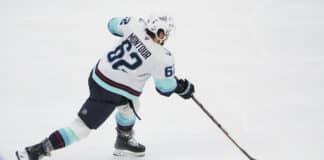 Brandon Montour Sets NHL Record for Fastest OT Goal Seattle Kraken Defenseman Brandon Montour takes a shot on goal