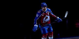 Gabriel Landeskog Rips Slapshot For First NHL Goal Since 2022 Stanley Cup Final DENVER, CO - APRIL 23: Colorado Avalanche left wing Gabriel Landeskog (92) is introduced in the starting lineup before game three of the Western Conference 1st Round between the Dallas Stars and the Colorado Avalanche at Ball Arena in Denver, Colorado on April 23, 2025.