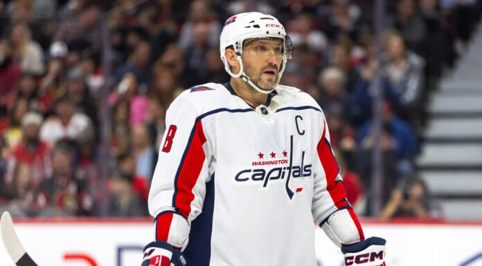 Ovechkin Putin Ad: Congressman Asks Bettman for NHL Review Alex Ovechkin of the Washington Capitals looks on during a game in his white road jersey