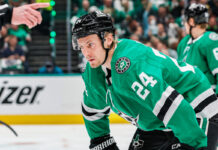 Hintz Shootout Winner: Stars Edge Avalanche in Wild Finish Dallas Stars forward Roope Hintz waits for a faceoff in his green No. 24 jersey
