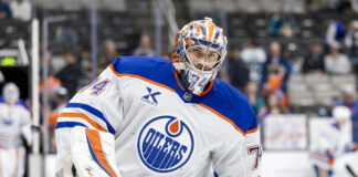 Oilers Announce Surprise Lineup Tweak Ahead of Game 3 vs. Knights Edmonton Oilers goaltender Stuart Skinner warms up
