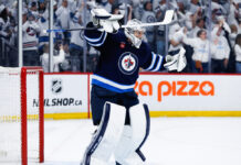 Hellebuyck Trade: Dreger Says the Offers Were ‘Terrible’ WINNIPEG, MB - APRIL 21: Winnipeg Jets goalie Connor Hellebuyck (37) celebrates his win against the St. Louis Blues at the end of the third period of game 2 of the first round of the Stanley Cup Playoffs between the Winnipeg Jets and the St. Louis Blues on April 21,2025 at the Canada Life Centre Winnipeg, Manitoba.