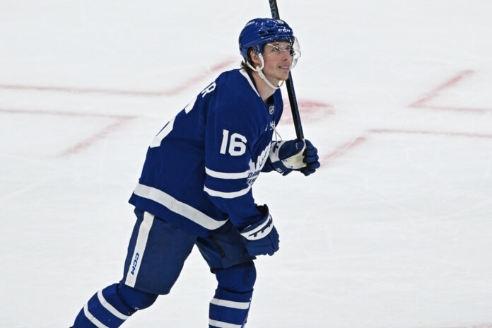 NHL: MAY 14 Stanley Cup PlayoffsÊ2nd Round Panthers at Maple Leafs TORONTO, ON - MAY 14: Toronto Maple Leafs Right Wing Mitchell Marner (16) reacts after a turnover that resulted in a Florida goal in the second period during NHL Stanley Cup Playoffs 2nd Round Game 5 between the Florida Panthers and Toronto Maple Leafs on May 14, 2025 at Scotiabank Arena in Toronto, ON.