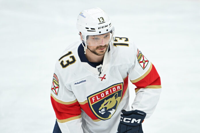 NHL: MAY 14 Stanley Cup PlayoffsÊ2nd Round Panthers at Maple Leafs TORONTO, ON - MAY 14: Florida Panthers Center Sam Reinhart (13) in warmups prior to the NHL Stanley Cup Playoffs 2nd Round Game 5 between the Florida Panthers and Toronto Maple Leafs on May 14, 2025 at Scotiabank Arena in Toronto, ON.
