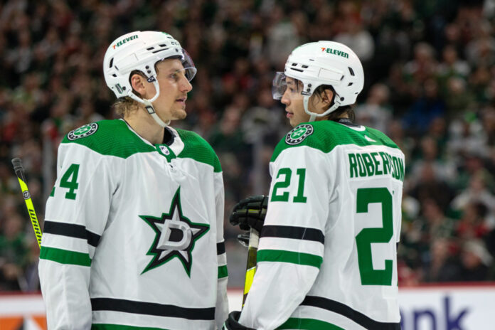 eck230421080dal_v_min(1) Stars Dealt Tough Jason Robertson, Miro Heiskanen Injury Updates For Game 7 vs Avalanche