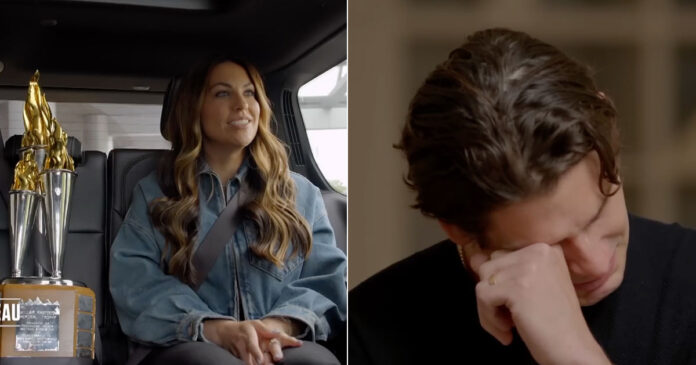 Meredith-Gaudreau-surprise Sean Monahan gets emotional after being presented Bill Masterton Trophy by Meredith Gaudreau