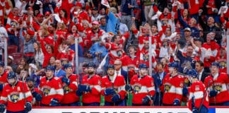 Panthers Running It Back; Re-Sign Sam Bennett, Aaron Ekblad, Brad Marchand Florida Panthers celebrate on the bench