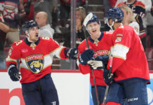 Anton Lundell Hat Trick Keeps Jets Winless in Eight Games Florida Panthers defenseman Seth Jones celebrates his go-ahead goal with Florida Panthers center Anton Lundell and Florida Panthers center Brad Marchand