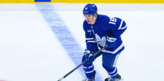 Vegas Golden Knights Complete Sign-And-Trade For Mitch Marner TORONTO, ON - MAY 05: Toronto Maple Leafs Right Wing Mitch Marner (16) skates with the puck during the 2025 NHL Stanley Cup playoffs second round game one between the Florida Panthers and the Toronto Maple Leafs on May 5, 2025, at Scotiabank Arena in Toronto, ON, Canada.
