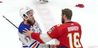 Stanley Cup Final Predictions: Panthers vs Oilers Rematch (2025) SUNRISE, FL - JUNE 24: Edmonton Oilers center Connor McDavid (97) and Florida Panthers center Aleksander Barkov (16) meet for a hand shake at center ice during the NHL Stanley Cup Finals, Game 7 between the Florida Panthers and Edmonton Oilers on June 24th, 2024 at Amerant Bank Arena in Sunrise, FL.