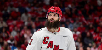 Brent Burns Joins Colorado Avalanche On One-Year Deal Carolina defenseman Brent Burns waits for a face-off