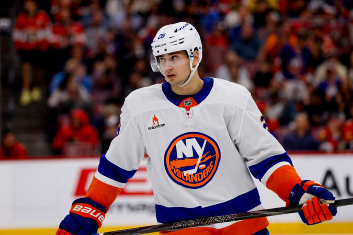 NHL: FEB 02 Islanders at Panthers New York Islanders defenseman Alexander Romanov skates during a 2025 game against the Florida Panthers