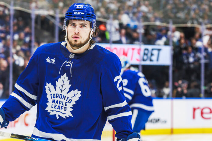 NHL: MAY 18 Stanley Cup Playoffs 2nd Round Panthers at Maple Leafs Matthew Knies Toronto Maple Leafs left wing before Game 7 vs Florida Panthers
