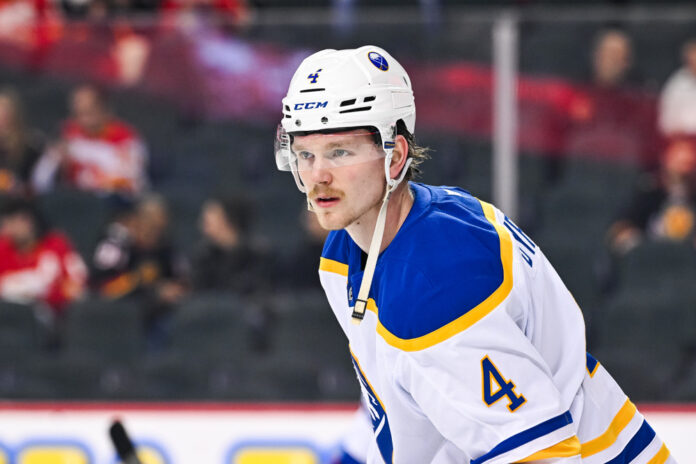 NHL: JAN 23 Sabres at Flames Buffalo Sabres defenseman Bowen Byram