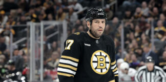 Milan Lucic Signs PTO With Blues After Two-Year Absence Boston Bruins left wing Milan Lucic stares down a Washington Capitals player at TD Garden in October 2023