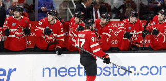 Predicting Team Canada’s Roster for 2026 Olympics BOSTON, MA - FEBRUARY 17: Team Canada forward Connor McDavid (97) passes the bench after scoring during a 4 Nations Face-Off game between Team Canada and Team Finland on February 17, 2025, at TD Garden in Boston, Massachusetts.