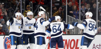 Predicting Team Finland’s Roster for 2026 Olympics BOSTON, MA - FEBRUARY 17: Finland celebrates the first of two from Team Finland forward Mikael Granlund (64) during a 4 Nations Face-Off game between Team Canada and Team Finland on February 17, 2025, at TD Garden in Boston, Massachusetts.