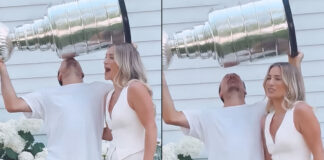 Brad Marchand Kisses Stanley Cup Over Wife in Hilarious Viral Video Brad Marchand kisses Stanley Cup while positioned over his wife in humorous celebration