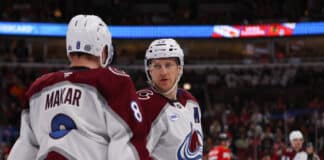 NHL 26 Player Ratings: Top 10 Rankings at Every Position CHICAGO, IL - APRIL 02: Nathan MacKinnon #29 of the Colorado Avalanche chats with Cale Makar #8 of the Colorado Avalanche during the second period against the Chicago Blackhawks on April 2, 2025 at the United Center in Chicago, Illinois.