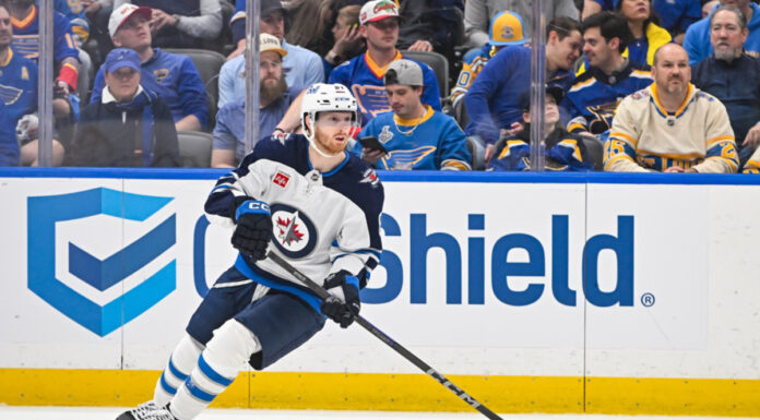 Kyle Connor on Hellebuyck Trade: ‘A Lot of Guys Are Heartbroken’ Winnipeg Jets left wing Kyle Connor turns with the puck during a Stanley Cup Playoffs game