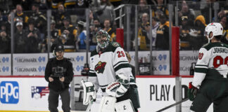 Oilers Among Teams Checking In on Marc-Andre Fleury Comeback Minnesota Wild goaltender Marc-Andre Fleury acknowledges the crowd