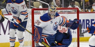 Tristan Jarry Exits Oilers Game vs Bruins With Lower-Body Injury Tristan Jarry in net for the Edmonton Oilers