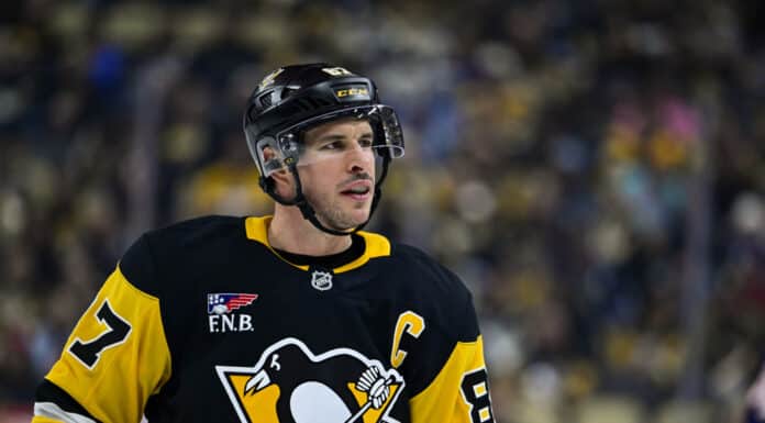 Sidney Crosby Sets Record as NHL’s Longest-Tenured Captain Pittsburgh Penguins center Sidney Crosby looks on during a game at PPG Paints Arena