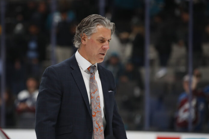 NHL: DEC 19 Avalanche at Sharks Jared Bednar Avalanche head coach walks off ice goalie decision