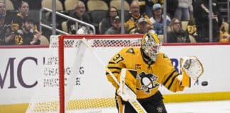 Penguins Sign Arturs Silovs to One-Year Deal Arturs Silovs Pittsburgh Penguins goaltender glove save PPG Paints Arena 2026