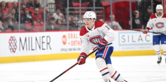 Caufield on Habs’ ECF Exit: ‘Honestly, I Sucked’ Cole Caufield skates with the puck during a Canadiens game at Lenovo Center