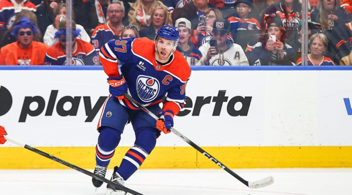 McDavid Trade Talk: Hradek Names Three Landing Spots Connor McDavid carries the puck for the Edmonton Oilers in Game 2 against the Anaheim Ducks