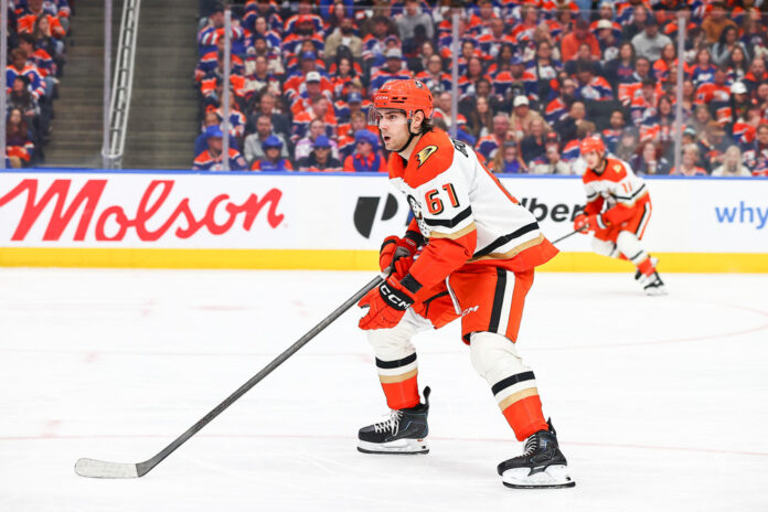 NHL: APR 22 Playoffs First Round Ducks at Oilers - Cutter Gauthier Cutter Gauthier Anaheim Ducks Game 2 Stanley Cup Playoffs Edmonton Oilers