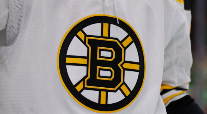 Alex Gimenez Dies: Bruins Hockey Operations Director A general view of the Boston Bruins logo on a jersey during an NHL game
