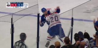 Brandon Hagel Drops Juraj Slafkovsky With One Punch in Game 2 Brandon Hagel and Juraj Slafkovsky fight during Game 2 of the Lightning vs Canadiens series
