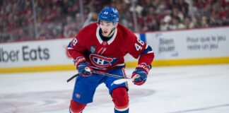 Lane Hutson Tops NHL Best Value Contract Rankings Montreal Canadiens defenseman Lane Hutson skates during Game 3 of the NHL Stanley Cup Playoffs First Round against the Tampa Bay Lightning at Bell Centre in Montreal