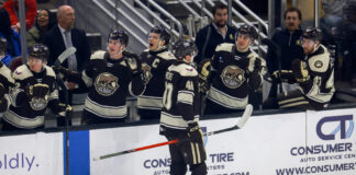 Protas on Disaster Debut Shift: Ovechkin Asked If He Was Nervous Hershey Bears center Ilya Protas is congratulated by teammates after scoring a goal against the Cleveland Monsters