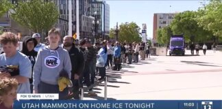 Mammoth Jersey Exchange Draws Hundreds of Vegas Fans Before Game 3 Hundreds of fans line up outside the Delta Center to swap Vegas Golden Knights jerseys for Utah Mammoth jerseys