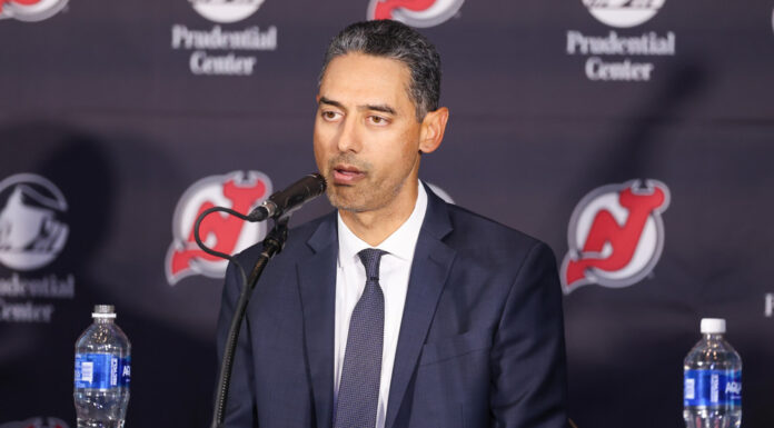 Devils GM Sunny Mehta: Anything Short of a Cup Is a Letdown Devils General Manager Sunny Mehta speaks at a press conference at Prudential Center
