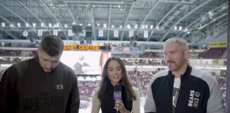 Ovechkin Drafted to Team Sergachev for Match of the Year Alex Ovechkin and Aliaksei Protas at Giant Center watching Hershey Bears AHL playoff game