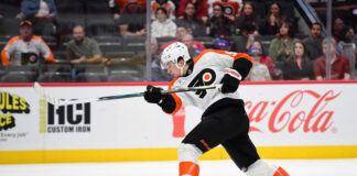 Calder Trophy 2026-27: Martone and McKenna Lead the Race Porter Martone takes a shot on goal during his NHL debut for the Flyers at Capital One Arena