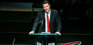 NHL Expansion: Daly Says Arizona Is Still a Good Market Arizona Coyotes former captain Shane Doan speaks during his jersey retirement ceremony