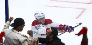 Juraj Slafkovsky overtime celebration Canadiens Lightning Stanley Cup Playoffs Game 1 2026