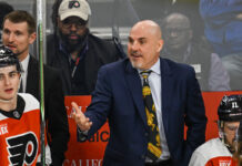 Tocchet on Michkov Comments: ‘I Would Take That Back’ Philadelphia Flyers head coach Rick Tocchet reacts during the game between the Philadelphia Flyers and the Carolina Hurricanes on April 13th, 2026 at the Xfinity Live Arena in Philadelphia, PA