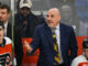 Tocchet on Michkov Comments: ‘I Would Take That Back’ Philadelphia Flyers head coach Rick Tocchet reacts during the game between the Philadelphia Flyers and the Carolina Hurricanes on April 13th, 2026 at the Xfinity Live Arena in Philadelphia, PA