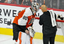 Dan Vladar Injury: Flyers Goalie Exits Preseason in Boston Philadelphia Flyers goaltender Dan Vladar has his hand checked out during Game 3 of the Stanley Cup Playoffs First Round against the Pittsburgh Penguins at Xfinity Mobile Arena